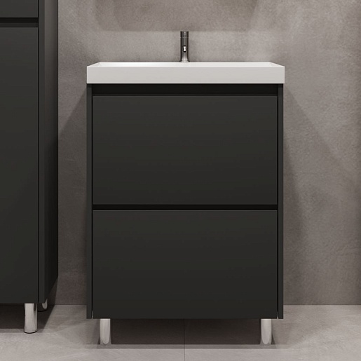 Stella Polare Тумба с раковиной Борнео 60 Люкс графит матовый – фотография-6